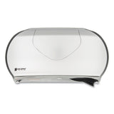 San Jamar® Twin Jumbo Bath Tissue Dispenser, 19 1-4 X 6 X 12 1-4, Faux Stainless Steel freeshipping - TVN Wholesale 