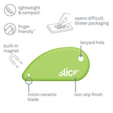 slice® Safety Cutters, Fixed, Non Replaceable Micro Safety Blade, Ceramic, Green freeshipping - TVN Wholesale 