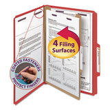 Smead® Four-section Pressboard Top Tab Classification Folders With Safeshield Fasteners, 1 Divider, Legal Size, Bright Red, 10-box freeshipping - TVN Wholesale 