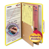 6-section Pressboard Top Tab Pocket-style Classification Folders With Safeshield Fasteners, 2 Dividers, Legal, Yellow, 10-box