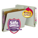 Smead® End Tab Pressboard Classification Folders With Safeshield Coated Fasteners, 1 Divider, Letter Size, Gray-green, 10-box freeshipping - TVN Wholesale 