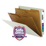 X-heavy 2-pocket End Tab Pressboard Classification Folders With Safeshield Fasteners, 2 Dividers, Legal, Gray-green, 10-bx