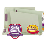 Smead® End Tab 3" Expansion Pressboard File Folders With Two Safeshield Coated Fasteners, Straight Tab, Legal, Gray-green, 25-box freeshipping - TVN Wholesale 