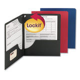 Lockit Two-pocket Folder, Textured Paper, 100-sheet Capacity, 11 X 8.5, Black, 25-box