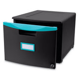 Storex Single-drawer Mobile Filing Cabinet, 1 Legal-letter-size File Drawer, Black-teal, 14.75" X 18.25" X 12.75" freeshipping - TVN Wholesale 