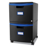 Storex Two-drawer Mobile Filing Cabinet, 2 Legal-letter-size File Drawers, Black-blue, 14.75" X 18.25" X 26" freeshipping - TVN Wholesale 