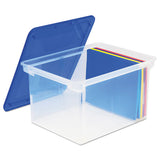 Storex Plastic File Tote, Letter-legal Files, 18.5" X 14.25" X 10.88", Blue-clear freeshipping - TVN Wholesale 