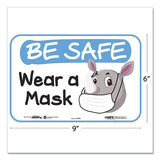 Tabbies® Besafe Messaging Education Wall Signs, 9 X 6,  "be Safe, Wear A Mask", Rhinoceros, 3-pack freeshipping - TVN Wholesale 