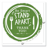 Tabbies® Besafe Messaging Floor Decals, Be Smart Stand Apart; Knife-fork; Thank You, 12" Dia., Green-white, 6-carton freeshipping - TVN Wholesale 