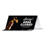 Tabbies® Besafe Messaging Table Top Tent Card, 8 X 3.87, Sorry! Area Closed Thank You For Keeping A Safe Distance, Black, 100-carton freeshipping - TVN Wholesale 