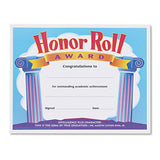 Honor Roll Award Certificates, 11 X 8.5, Horizontal Orientation, Assorted Colors With White Borders, 30-pack