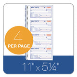 TOPS™ Money-rent Receipt Spiral Book, Two-part Carbonless, 2.75 X 4.75, 4-page, 200 Forms freeshipping - TVN Wholesale 