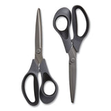 TRU RED™ Non-stick Titanium-coated Scissors, 8" Long, 3.86" Cut Length, Gun-metal Gray Blades, Gray-black Straight Handle, 2-pack freeshipping - TVN Wholesale 