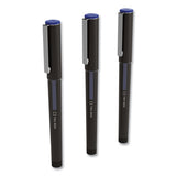 Roller Ball Pen, Stick, Fine 0.5 Mm, Blue Ink, Black Barrel, 3-pack