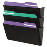 Universal® Wall File, Three Pocket, Plastic, Black freeshipping - TVN Wholesale 