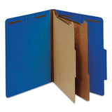 Bright Colored Pressboard Classification Folders, 2 Dividers, Letter Size, Cobalt Blue Cover, 10-box