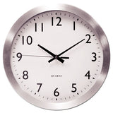 Universal® Brushed Aluminum Wall Clock, 12" Overall Diameter, Silver Case, 1 Aa (sold Separately) freeshipping - TVN Wholesale 