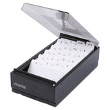 Business Card File, Holds 600 2 X 3.5 Cards, 4.25 X 8.25 X 2.5, Metal-plastic, Black