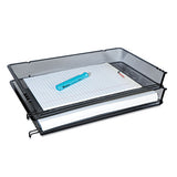 Universal® Deluxe Mesh Stacking Side Load Tray, 1 Section, Legal Size Files, 17" X 10.88" X 2.5", Black freeshipping - TVN Wholesale 
