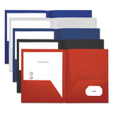 Two-pocket Plastic Folders, 100-sheet Capacity, 11 X 8.5, Navy Blue, 10-pack