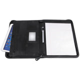 Universal® Leather Textured Zippered Padfolio With Tablet Pocket, 10 3-4 X 13 1-8, Black freeshipping - TVN Wholesale 