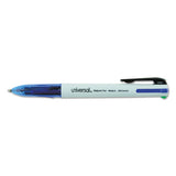 Universal™ 4-color Multi-color Ballpoint Pen, Retractable, Medium 1 Mm, Black-blue-green-red Ink, White-translucent Blue Barrel, 3-pack freeshipping - TVN Wholesale 