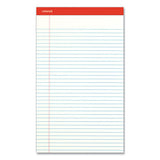 Perforated Ruled Writing Pads, Wide-legal Rule, Red Headband, 50 White 8.5 X 14 Sheets, Dozen