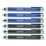 Pen-style Retractable Eraser, For Pencil Marks, White Eraser, Assorted Barrel Colors, 6-pack