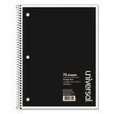 Universal® Wirebound Notebook, 1 Subject, Medium-college Rule, Black Cover, 10.5 X 8, 70 Sheets freeshipping - TVN Wholesale 