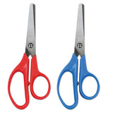 Universal® Kids' Scissors, Rounded Tip, 5" Long, 1.75" Cut Length, Assorted Straight Handles, 2-pack freeshipping - TVN Wholesale 