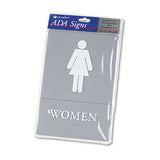 Headline® Sign Ada Sign, Women Restroom Symbol W-tactile Graphic, Molded Plastic, 6 X 9, Gray freeshipping - TVN Wholesale 