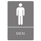 Headline® Sign Ada Sign, Men Restroom Symbol W-tactile Graphic, Molded Plastic, 6 X 9, Gray freeshipping - TVN Wholesale 