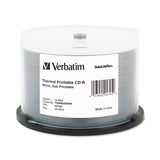 Verbatim® Cd-r Datalifeplus Printable Recordable Disc, 700 Mb-80 Min, 52x, Spindle, Hub Printable, White, 50-pack freeshipping - TVN Wholesale 