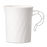 Classicware Plastic Coffee Mugs, 8 Oz, White, 8-pack