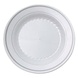 WNA Masterpiece Plastic Dinnerware, 10.25" Dia, White-silver, 10-pack freeshipping - TVN Wholesale 