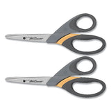 Westcott® Titanium Ultrasmooth Scissors, Blunt Tip, 8" Long, 3.5" Cut Length, Gray-yellow Straight Handle, 2-pack freeshipping - TVN Wholesale 